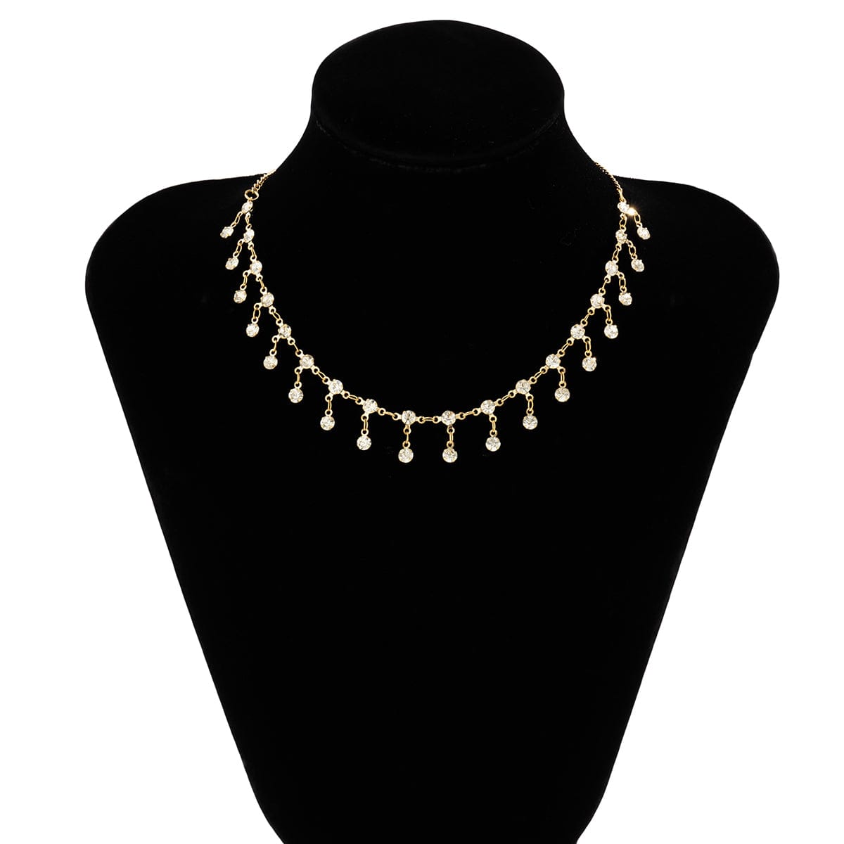 Dainty Rhinestone Tassel Choker Necklace