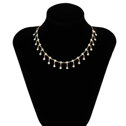 Dainty Rhinestone Tassel Choker Necklace