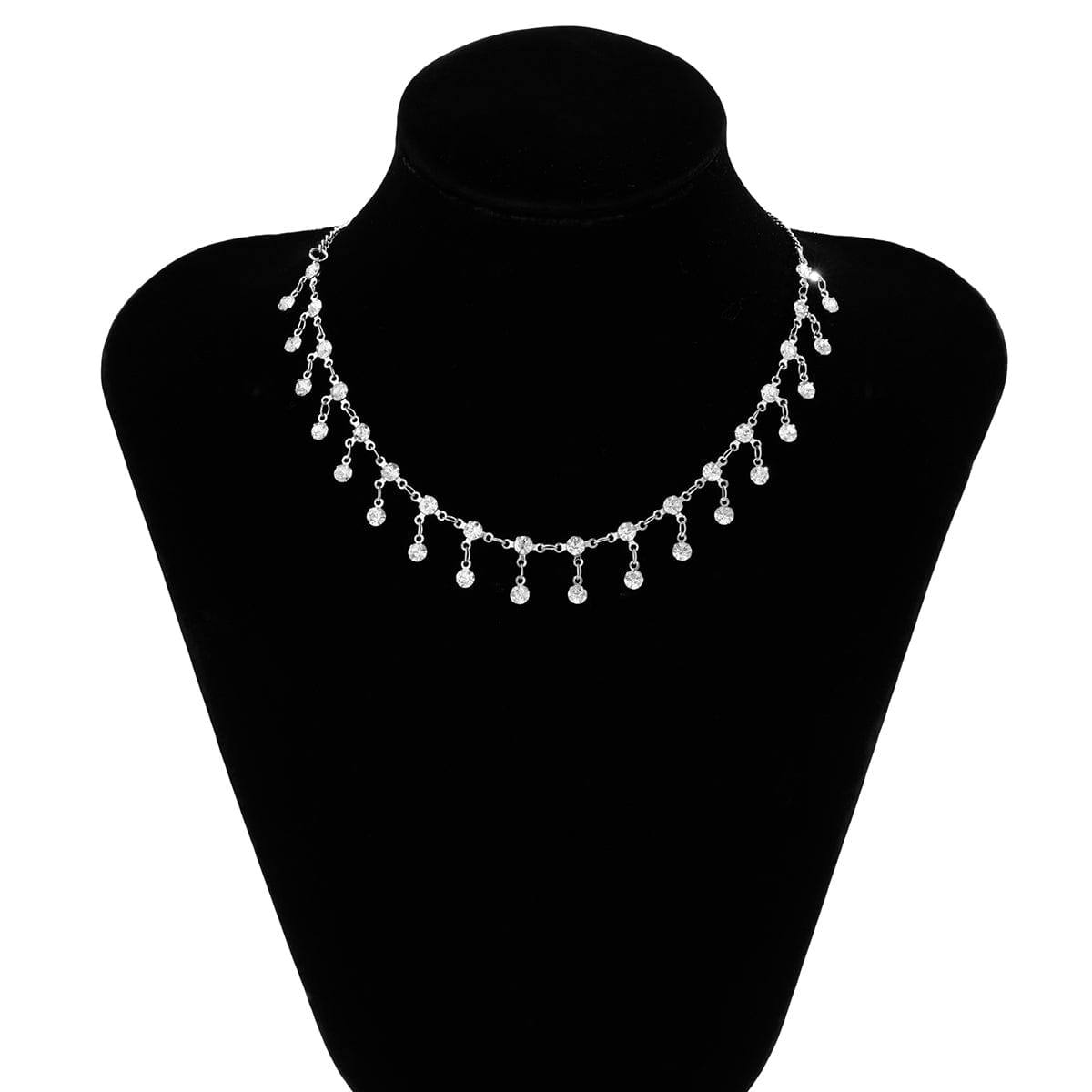 Dainty Rhinestone Tassel Choker Necklace