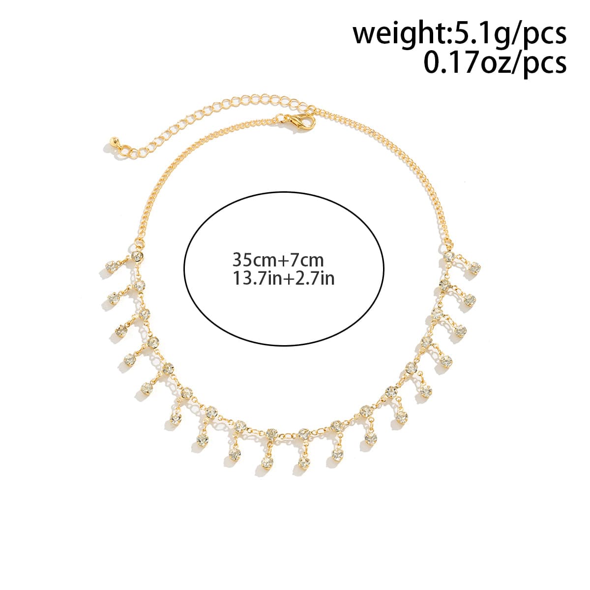 Dainty Rhinestone Tassel Choker Necklace