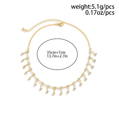 Dainty Rhinestone Tassel Choker Necklace