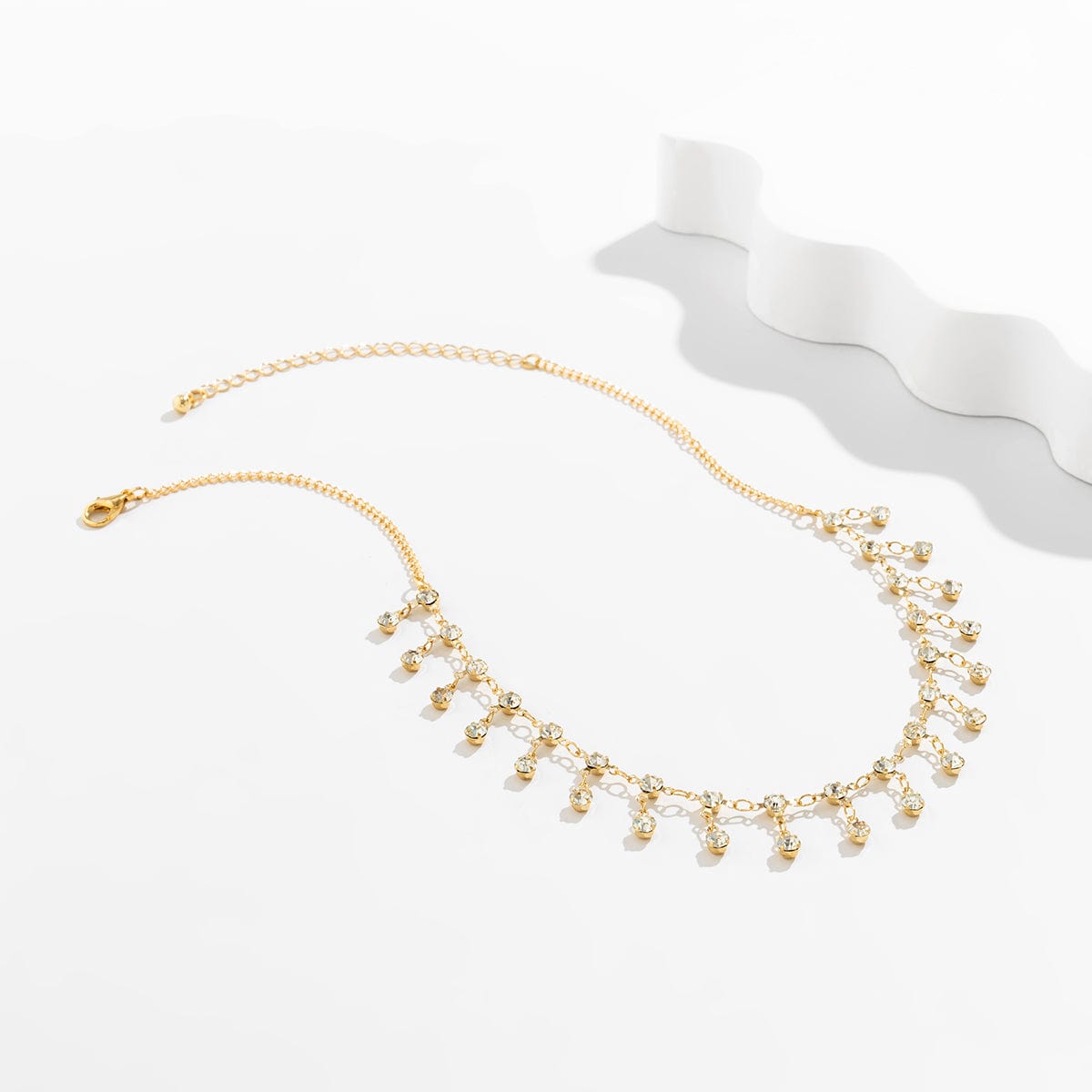 Dainty Rhinestone Tassel Choker Necklace