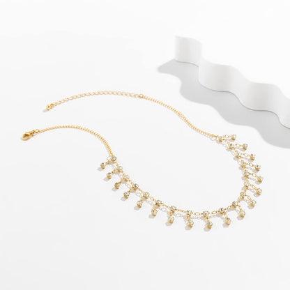 Dainty Rhinestone Tassel Choker Necklace