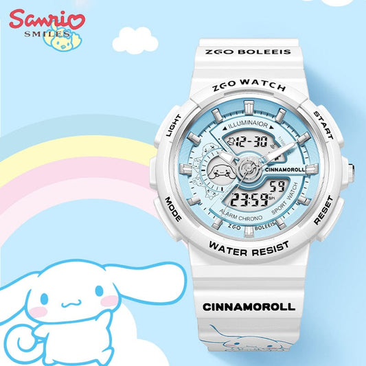 Genuine Sanrio Cinnamoroll Waterproof Multifunction Electronic Dual Display Quartz Watch